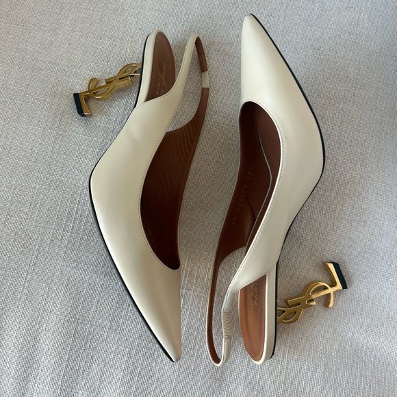 Saint Laurent YSL Opyum Logo-Heel Leather Slingback Pumps - Picture 4 of 16